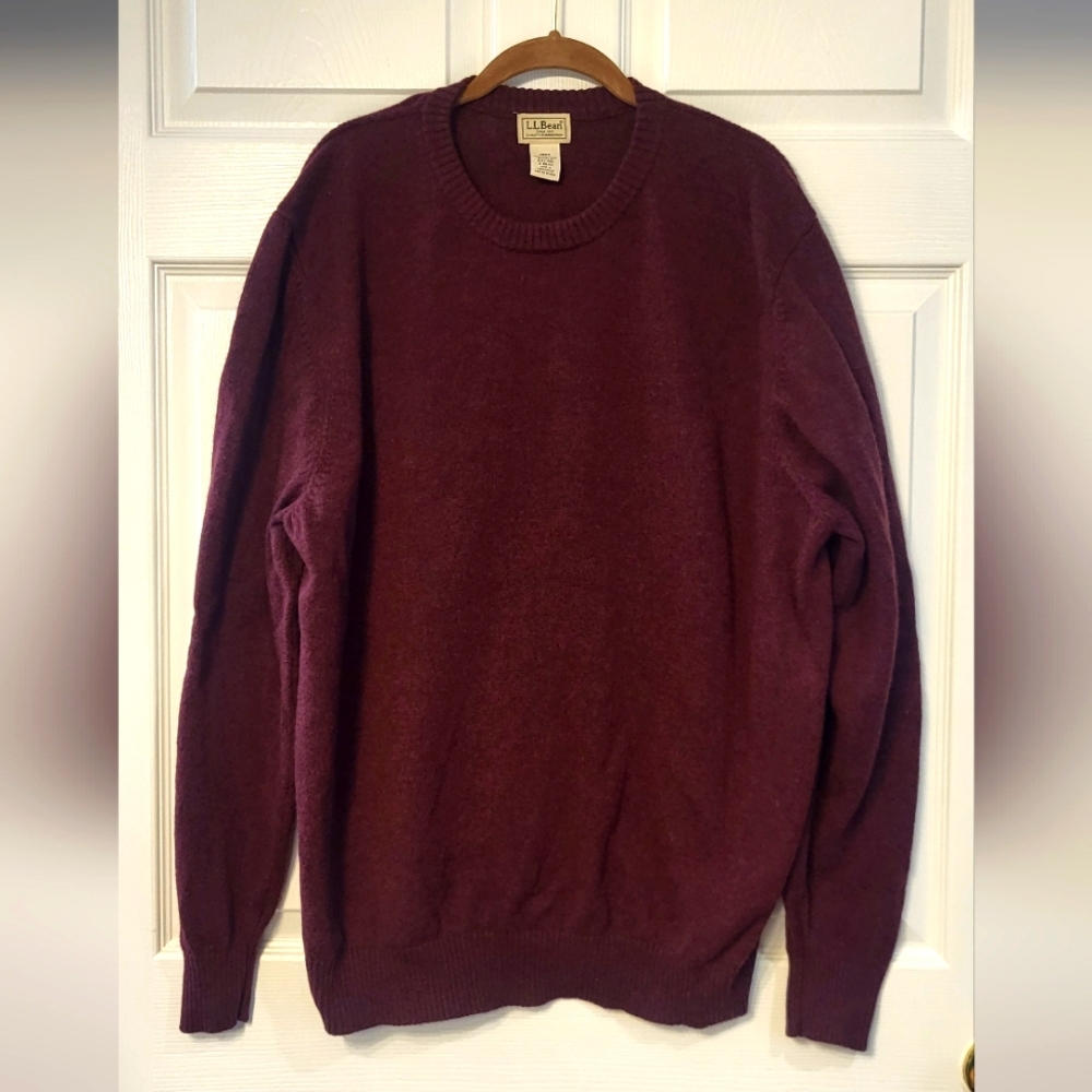 LL Bean Burgundy Wool Blend Crewneck Sweater Size XXL